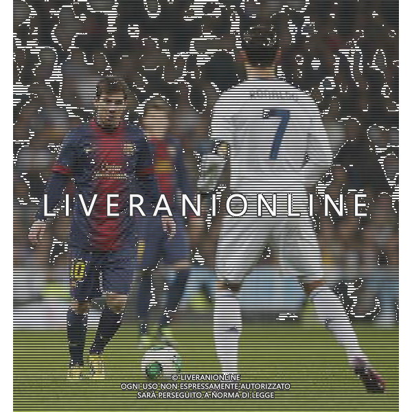 Real Madrid\'s Cristiano Ronaldo and FC Barcelona\'s Lionel Messi during spanish Kings Cup match on January 30th 2013. Photo: Cid-Fuentes Cebolla / ALFAQUI AG ALDO LIVERANI S A S ONLY ITALY