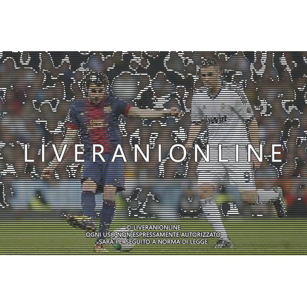 Real Madrid\'s Karim Benzema and FC Barcelona\'s Cesc Fabregas during spanish Kings Cup match on January 30th 2013. Photo: Cid-Fuentes Cebolla / ALFAQUI AG ALDO LIVERANI S A S ONLY ITALY