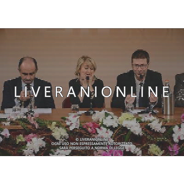 Fabio Fazio e Luciana Littizzetto durante la Conferenza Stampa di presentazione del 63mo Festival della Canzone Italiana di SanRemo 04 febbraio 2013 ©Gazzaniga/AGENZIA ALDO LIVERANI SAS