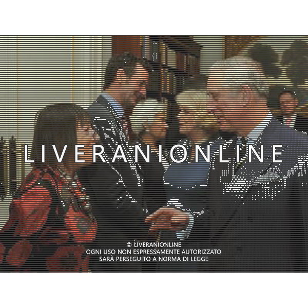 The Prince of Wales talks to Hilary Alexander as the Duchess of Cornwall talks to Sir Mark Todd, as the Prince and the Duchess of Cornwall host a reception for Australian and New Zealand finalist and past winners of \'New Zealander and Australian of the year\' at Clarence House in central London. ©photoshot/AGENZIA ALDO LIVERANI SAS - ITALY ONLY - REALI INGLESI: Il Principe Carlo d\'inghilterra con la moglie Camilla al ricevimento reale per i vincitori di \'neozelandese e australiano della anno \'a Clarence House nel centro di Londra. 