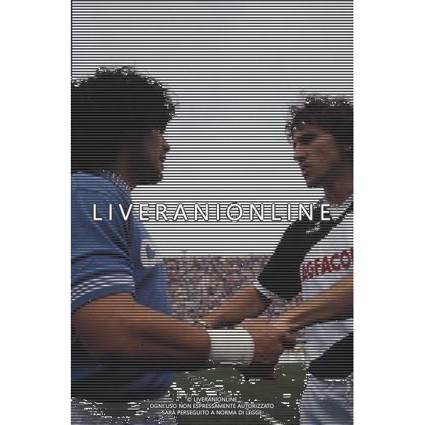 NAPOLI CALCIO NELLA FOTO DIEGO ARMANDO MARADONA-ARTUR COIMBRA ZICO FOTO ALDO LIVERANI