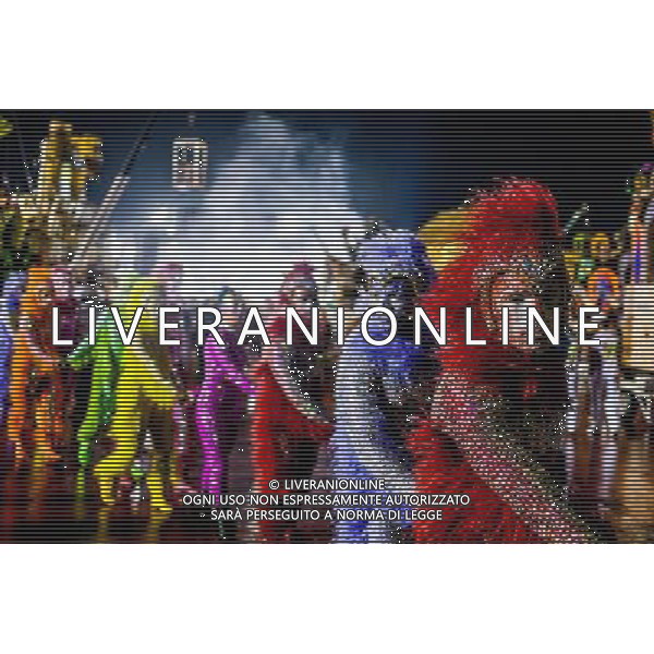 (130209) -- SAO PAULO, Feb. 9, 2013 () -- Members of \'Rosas de Ouro\' Samba group prepare to participate in the Parade of the Schools of Samba of the Sao Paulo Special Group during the Sambodromo de Anhembi, celebrated in the city of Sao Paulo, Brazil, on Feb. 8, 2013. (/Marcos Mendez) ©photoshot/AGENZIA ALDO LIVERANI SAS - ITALY ONLY - Partecipanti alla sfilata samba per il carnevale a Rio de Janeiro, in Brasile, 8 febbraio 2013.