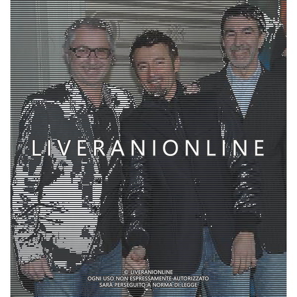 MILANO 12/2/2013 VIA PALEOCAPA, 3 PRESENTAZIONE UFFICIALE NUOVA STAGIONE MOTOCICLISTICA \'SUPERBIKE\' E \'MOTOMONDIALE\' IN ESCLUSIVA SU MEDIASET NELLA FOTO ALBERTO PORTA, MAX BIAGI E GIULIO RANGHERI FOTO ROMANO/AG ALDO LIVERANI