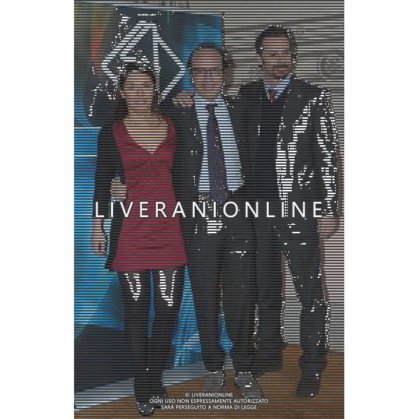 MILANO 12/2/2013 VIA PALEOCAPA, 3 PRESENTAZIONE UFFICIALE NUOVA STAGIONE MOTOCICLISTICA \'SUPERBIKE\' E \'MOTOMONDIALE\' IN ESCLUSIVA SU MEDIASET NELLA FOTO ANNA CAPELLA, GUIDO MEDA ED ALESSIO CONTI FOTO ROMANO/AG ALDO LIVERANI