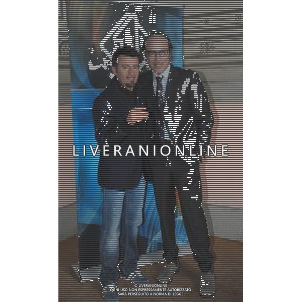 MILANO 12/2/2013 VIA PALEOCAPA, 3 PRESENTAZIONE UFFICIALE NUOVA STAGIONE MOTOCICLISTICA \'SUPERBIKE\' E \'MOTOMONDIALE\' IN ESCLUSIVA SU MEDIASET NELLA FOTO MAX BIAGGI E GUIDO MEDA FOTO ROMANO/AG ALDO LIVERANI