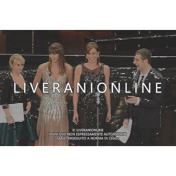 63mo Festival della Canzone italiana di Sanremo Prima Serata 12 febbraio 2013 nella foto Luciana Littizzetto, Benedetta Parodi, Cristina Parodi e Fabio Fazio ©Gazzaniga/AGENZIA ALDO LIVERANI SAS