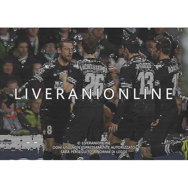 12/02/13 UEFA CHAMPIONS LEAGUE CELTIC v JUVENTUS CELTIC PARK - GLASGOW Juventus ace Claudio Marchisio (left) celebrates with his team-mates after Alessandro Matri (not pictured) opened the scoring ©/AGENZIA ALDO LIVERANI SAS - ITALY ONLY - EDITORIAL USE ONLY