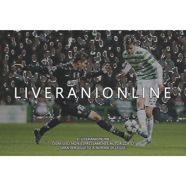 12/02/13 UEFA CHAMPIONS LEAGUE CELTIC v JUVENTUS CELTIC PARK - GLASGOW Celtic\'s Mikael Lustig (right) is closed down by Federico Peluso ©/AGENZIA ALDO LIVERANI SAS - ITALY ONLY - EDITORIAL USE ONLY