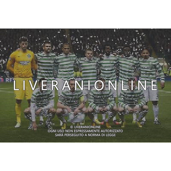 12/02/13 UEFA CHAMPIONS LEAGUE CELTIC v JUVENTUS CELTIC PARK - GLASGOW Celtic Team Picture: Back Row (L-R) Fraser Forster, Charlie Mulgrew, Kelvin Wilson, James Forrest, Efe Ambrose, Kelvin Wilson and Emilio Izaguirre. Front Row (L-R) Mikael Lustig, Scott Brown, Kris Commons and Gary Hooper. ©/AGENZIA ALDO LIVERANI SAS - ITALY ONLY - EDITORIAL USE ONLY