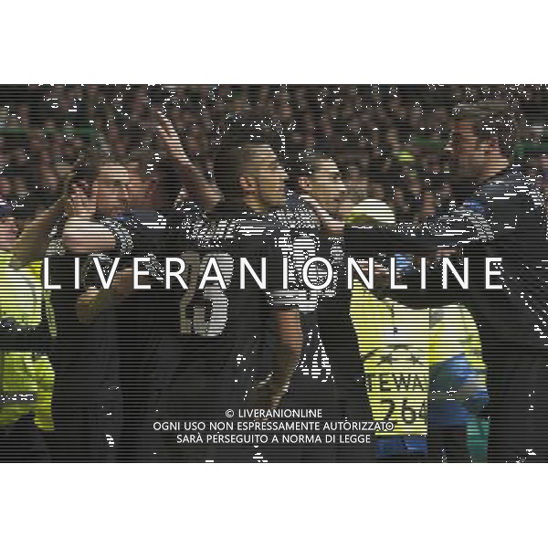 12/02/13 UEFA CHAMPIONS LEAGUE CELTIC v JUVENTUS CELTIC PARK - GLASGOW Juventus star Claudio Marchisio (left) celebrates after scoring his side\'s second of the game ©/AGENZIA ALDO LIVERANI SAS - ITALY ONLY - EDITORIAL USE ONLY