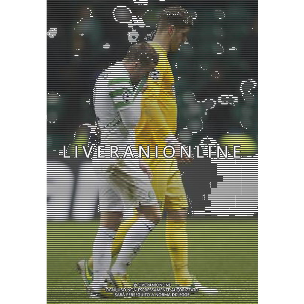 12/02/13 UEFA CHAMPIONS LEAGUE CELTIC v JUVENTUS CELTIC PARK - GLASGOW Dejection for Celtic pair Fraser Forster (right) and Adam Matthews ©/AGENZIA ALDO LIVERANI SAS - ITALY ONLY - EDITORIAL USE ONLY