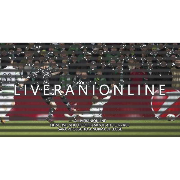 12/02/13 UEFA CHAMPIONS LEAGUE CELTIC v JUVENTUS CELTIC PARK - GLASGOW Juventus striker Mirko Vucinic (left) scores his side\'s third goal ©/AGENZIA ALDO LIVERANI SAS - ITALY ONLY - EDITORIAL USE ONLY