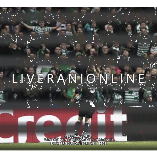 12/02/13 UEFA CHAMPIONS LEAGUE CELTIC v JUVENTUS CELTIC PARK - GLASGOW Juventus\' Mirko Vucinic celebrates his goal in front of the Celtic fans ©/AGENZIA ALDO LIVERANI SAS - ITALY ONLY - EDITORIAL USE ONLY