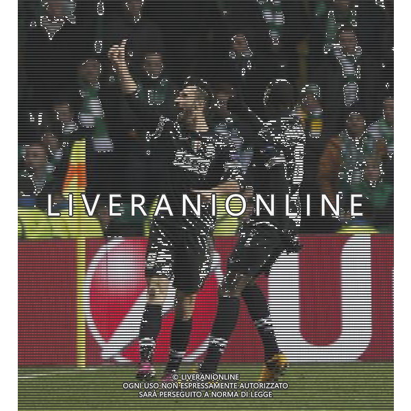 12/02/13 UEFA CHAMPIONS LEAGUE CELTIC v JUVENTUS CELTIC PARK - GLASGOW Juventus\' Mirko Vucinic (left) celebrates his goal with his team-mates ©/AGENZIA ALDO LIVERANI SAS - ITALY ONLY - EDITORIAL USE ONLY