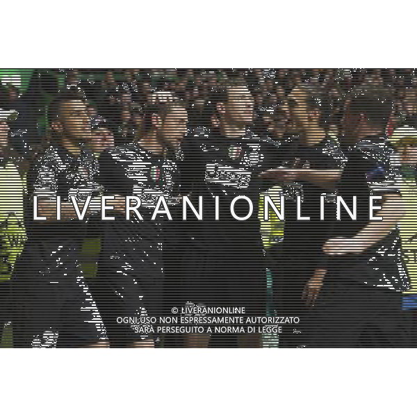 12/02/13 UEFA CHAMPIONS LEAGUE CELTIC v JUVENTUS CELTIC PARK - GLASGOW Juventus\' Claudio Marchisio (2nd from left) celebrates his goal with his team-mates ©/AGENZIA ALDO LIVERANI SAS - ITALY ONLY - EDITORIAL USE ONLY