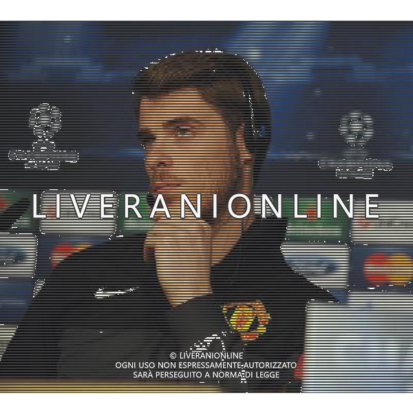 David DeGea during press conference at the Santiago Bernabeu Stadium Manchester United 2012/13 Preview to tomorrow night\'s champions league match between Real Madrid Vs Manchester United 12/02/13 The Champions League Photo: Robin Parker Fotosports International AG ALDO LIVERANI S A S ONLY ITALY