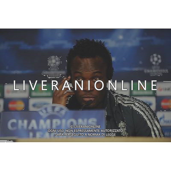 Michael Essien during press conference at the Santiago Bernabeu Stadium Real Madrid 2012/13 Preview to tomorrow night\'s champions league match between Real Madrid Vs Manchester United 12/02/13 The Champions League Photo: Robin Parker Fotosports International AG ALDO LIVERANI S A S ONLY ITALY