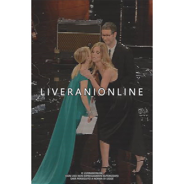 63mo Festival della canzone italiana di Sanremo Seconda Serata 13 febbraio 2013 nella foto Luciana Littizzetto, Fabio Fazio e Filippa Lagerback ©/AGENZIA ALDO LIVERANI SAS