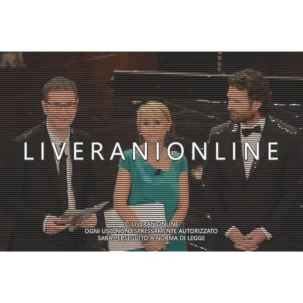 63mo Festival della canzone italiana di Sanremo Seconda Serata 13 febbraio 2013 nella foto Fabio Fazio, Luciana Littizzetto e Carlo Cracco ©/AGENZIA ALDO LIVERANI SAS