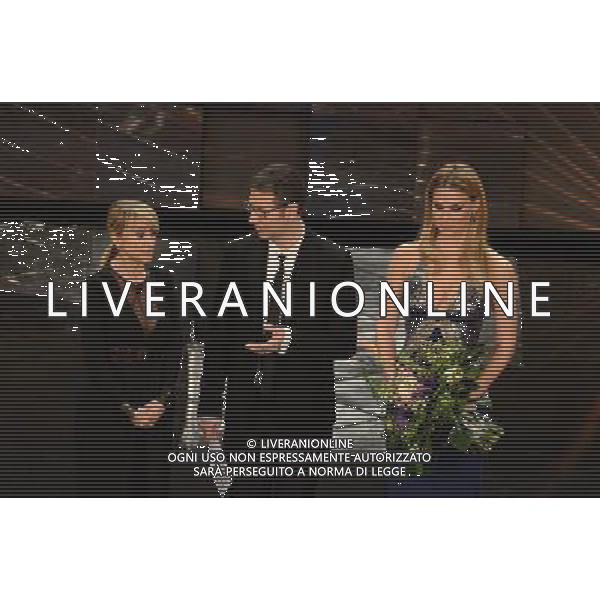 63mo Festival della canzone italiana di Sanremo Seconda Serata 13 febbraio 2013 nella foto Luciana Littizzetto, Fabio Fazio e Bar Refaeli ©/AGENZIA ALDO LIVERANI SAS