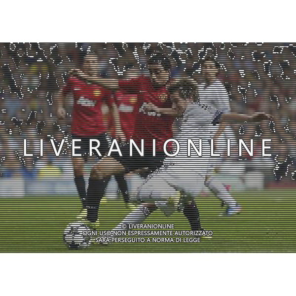 Madrid (03/02/2013).- Estadio Santiago Bernabeu. UEFA Champions League Real Madrid - Manchester United Rafael, Fabio Coentrao. Photo: Alex Cid-Fuentes / ALFAQUI /AGENZIA ALDO LIVERANI SAS - ITALY ONLY - EDITORIAL USE ONLY