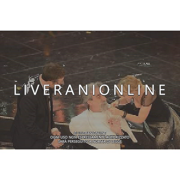 63mo Festival della canzone italiana di Sanremo Terza Serata 14 febbraio 2013 nella foto Fabio Fazio, Beppe Vessicchio e Luciana Littizzetto ©/AGENZIA ALDO LIVERANI SAS