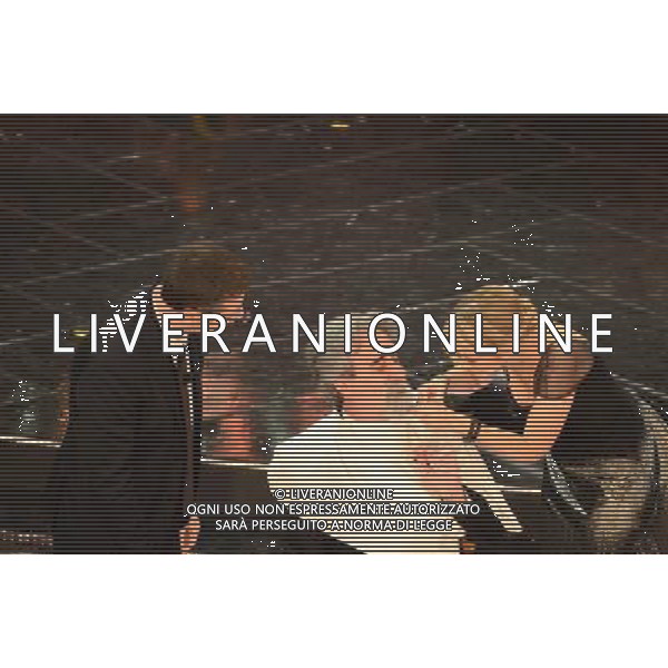 63mo Festival della canzone italiana di Sanremo Terza Serata 14 febbraio 2013 nella foto Fabio Fazio, Beppe Vessicchio e Luciana Littizzetto ©/AGENZIA ALDO LIVERANI SAS