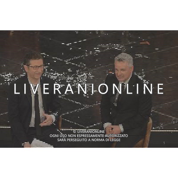 63mo Festival della canzone italiana di Sanremo Terza Serata 14 febbraio 2013 nella foto Fabio Fazio e Roberto Baggio ©/AGENZIA ALDO LIVERANI SAS