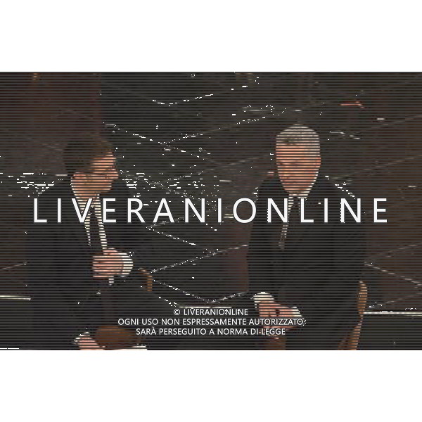 63mo Festival della canzone italiana di Sanremo Terza Serata 14 febbraio 2013 nella foto Fabio Fazio e Roberto Baggio ©/AGENZIA ALDO LIVERANI SAS