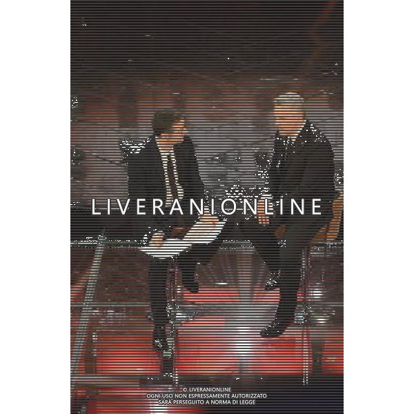 63mo Festival della canzone italiana di Sanremo Terza Serata 14 febbraio 2013 nella foto Fabio Fazio e Roberto Baggio ©/AGENZIA ALDO LIVERANI SAS