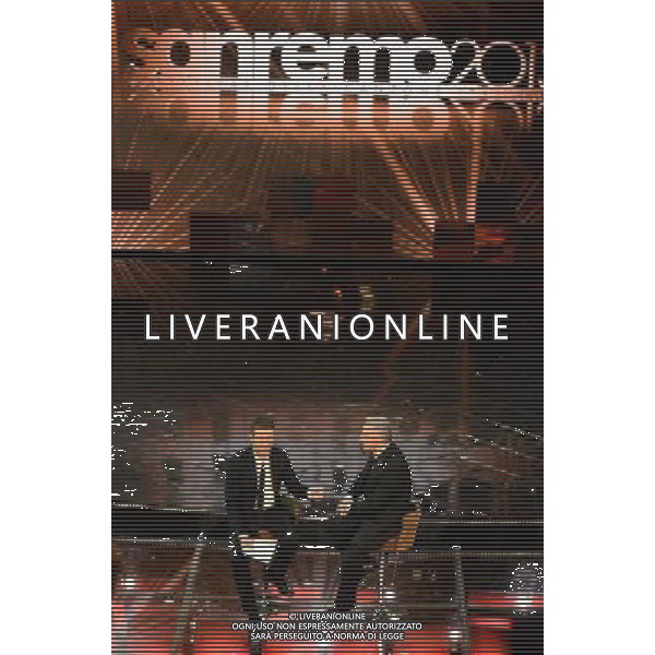 63mo Festival della canzone italiana di Sanremo Terza Serata 14 febbraio 2013 nella foto Fabio Fazio e Roberto Baggio ©/AGENZIA ALDO LIVERANI SAS