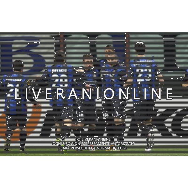 Inter - CFR Cluj UEFA Europa League 2012/2013 Sedicesimi di Finale Andata Milano - 14.02.2013 NELLA FOTO : ESULTANZA DOPO IL GOL DI PALACIO ©RAVEZZANI/AGENZIA ALDO LIVERANI SAS 