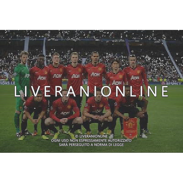 Manchester United Team Group 2012/13 (Back Row Left to Right) David De Gea / Danny Welbeck / Phil Jones / Jonny Evans/ Rio Ferdinand /Shinji Kagawa /Robin Van Persie (Front Row Left to Right) Rafael / Wayne Rooney / Michael Carrick / Patrice Evra Real Madrid Vs Manchester United (1-1) 13/02/13 The Champions League Photo: Robin Parker Fotosports International AG ALDO LIVERANI S A S ONLY ITALY
