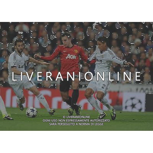 Robin Van Persie Manchester United 2012/13 Alvaro Arbeloa and Raphael Varane Real Madrid Real Madrid Vs Manchester United (1-1) 13/02/13 The Champions League Photo: Robin Parker Fotosports International AG ALDO LIVERANI S A S ONLY ITALY
