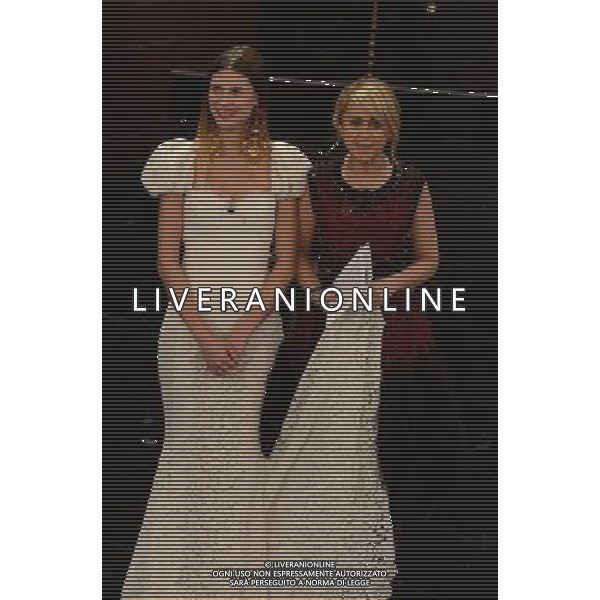 63mo Festival della canzone italiana di SanRemo Quinta Serata Finale 16 febbraio 2013 nella foto Bianca Balti e Luciana Littizzetto ©/AGENZIA ALDO LIVERANI SAS