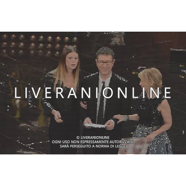 63mo Festival della canzone italiana di SanRemo Quinta Serata Finale 16 febbraio 2013 nella foto Bianca balti Fabio Fazio e Luciana Littizzetto ©/AGENZIA ALDO LIVERANI SAS