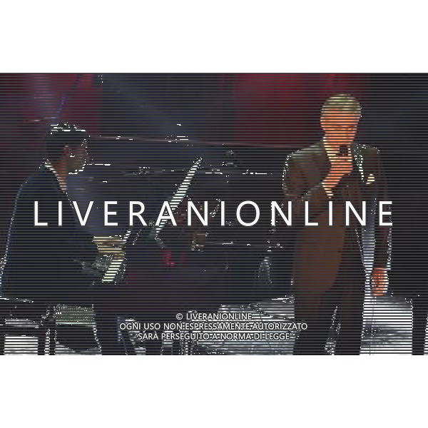 63mo Festival della canzone italiana di SanRemo Quinta Serata Finale 16 febbraio 2013 nella foto Andrea Bocelli con il figlio Amos ©/AGENZIA ALDO LIVERANI SAS