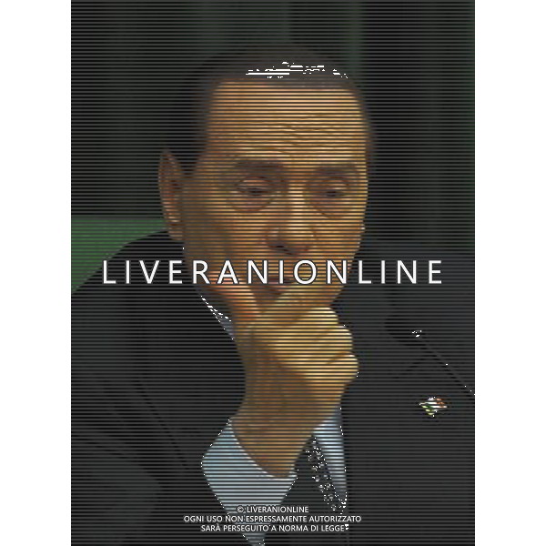 MONZA (MB) 18/2/2013 SILVIO BERLUSCONI INCONTRA LA CONFINDUSTRIA DI MONZA-BRIANZA NELLA FOTO SILVIO BERLUSCONI FOTO ROMANO/AG ALDO LIVERANI S.A.S. 