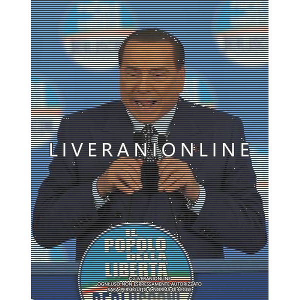 MILANO 18/2/2013 FIERAMILANOCITY COMIZIO ELETTORALE DEL POPOLO DELLA LIBERTA\' NELLA FOTO SILVIO BERLUSCONI FOTO ROMANO/AG ALDO LIERANI