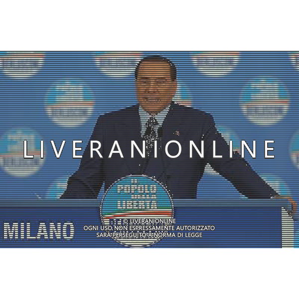 MILANO 18/2/2013 FIERAMILANOCITY COMIZIO ELETTORALE DEL POPOLO DELLA LIBERTA\' NELLA FOTO SILVIO BERLUSCONI FOTO ROMANO/AG ALDO LIERANI