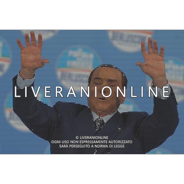 MILANO 18/2/2013 FIERAMILANOCITY COMIZIO ELETTORALE DEL POPOLO DELLA LIBERTA\' NELLA FOTO SILVIO BERLUSCONI FOTO ROMANO/AG ALDO LIERANI
