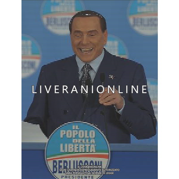 MILANO 18/2/2013 FIERAMILANOCITY COMIZIO ELETTORALE DEL POPOLO DELLA LIBERTA\' NELLA FOTO SILVIO BERLUSCONI FOTO ROMANO/AG ALDO LIERANI