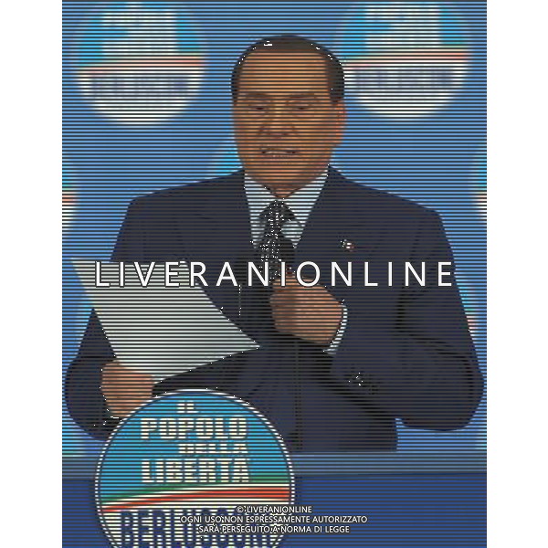 MILANO 18/2/2013 FIERAMILANOCITY COMIZIO ELETTORALE DEL POPOLO DELLA LIBERTA\' NELLA FOTO SILVIO BERLUSCONI FOTO ROMANO/AG ALDO LIERANI