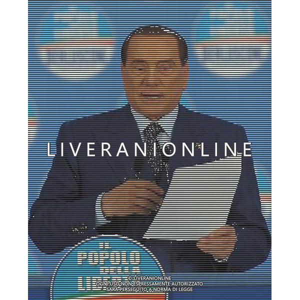 MILANO 18/2/2013 FIERAMILANOCITY COMIZIO ELETTORALE DEL POPOLO DELLA LIBERTA\' NELLA FOTO SILVIO BERLUSCONI FOTO ROMANO/AG ALDO LIERANI