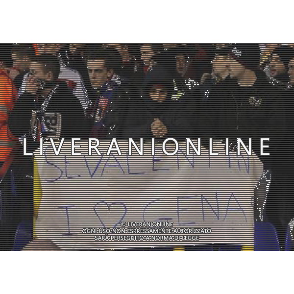 Olympique Lyonnais fans with a banner. Spurs beat Lyon 2:1 Tottenham Hotspur 14/02/13 Tottenham Hotspur V Olympique Lyonnais 14/02/13 UEFA Europa League Photo: Richard Washbrooke Fotosports International AG ALDO LIVERANI S A S ONLY ITALY