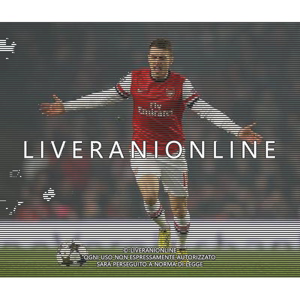 Arsenal\'s Aaron Ramsey - Credit - CameraSport - KARYN HADDON - Football - UEFA Champions League Round of 16 First Leg - Arsenal v Bayern Munich - Tuesday 19th February 2013 - Emirates Stadium - London © CameraSport - 43 Linden Ave. Countesthorpe. Leicester. England. LE8 5PG - Tel: +44 (0) 116 277 4147 - admin@camerasport.com - www.camerasport.com AG ALDO LIVERANI S A S ONLY ITALY