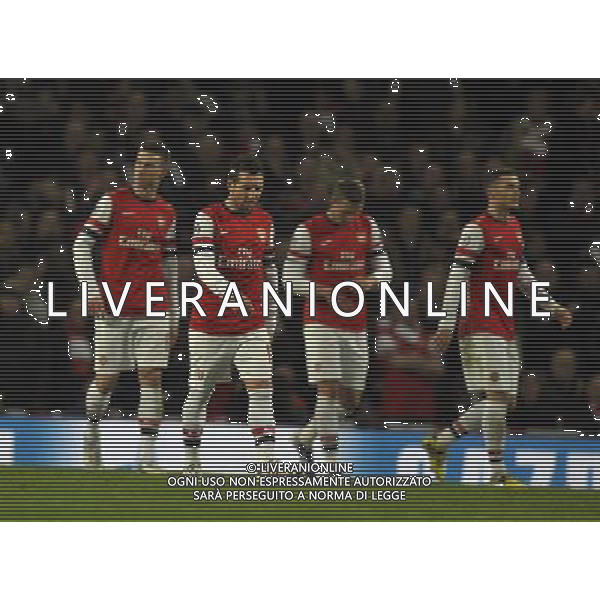 Emirates Stadium Arsenal v Bayern Munich Champions League first Thomas Dejected Santi Cazorla and Arsenal after conceding second goal Photo: Roger Parker Fotosports International AG ALDO LIVERANI S A S ONLY ITALY