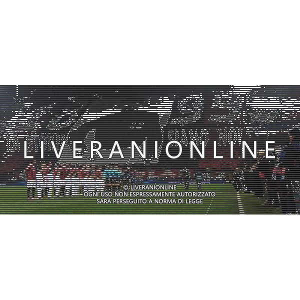 UEFA Champions League 2012/2013 Ottavi di Finale Andata Milano - 20.02.2013 Milan-Barcellona Nella Foto:squadre schierate /Ph.Vitez-Ag. Aldo Liverani