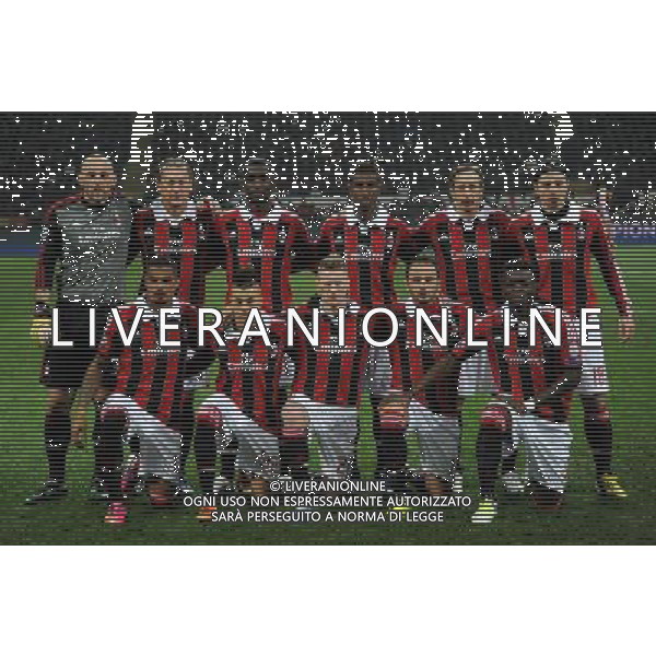 UEFA Champions League 2012/2013 Ottavi di Finale Andata Milano - 20.02.2013 Milan-Barcellona Nella Foto:milan squadra formazione: abbiati,mexes,zapata,constant,ambrosini,montolivo,boateng,el shaarawy,abate,pazzini,muntari /Ph.Vitez-Ag. Aldo Liverani
