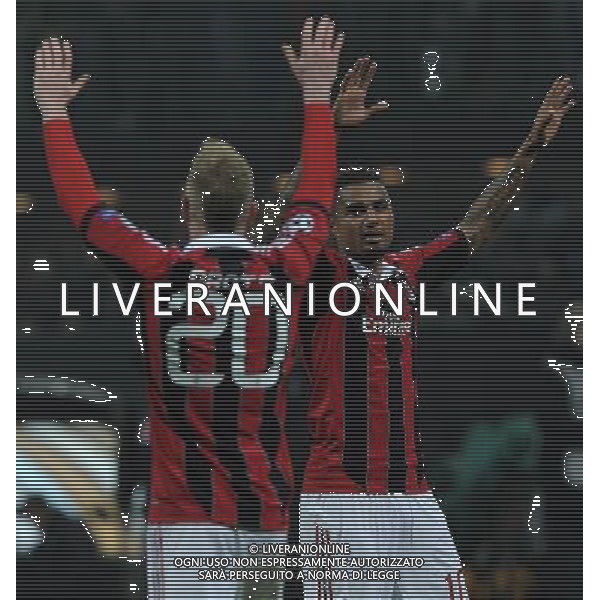 UEFA Champions League 2012/2013 Ottavi di Finale Andata Milano - 20.02.2013 Milan-Barcellona Nella Foto:esultanza boateng e abate /Ph.Vitez-Ag. Aldo Liverani
